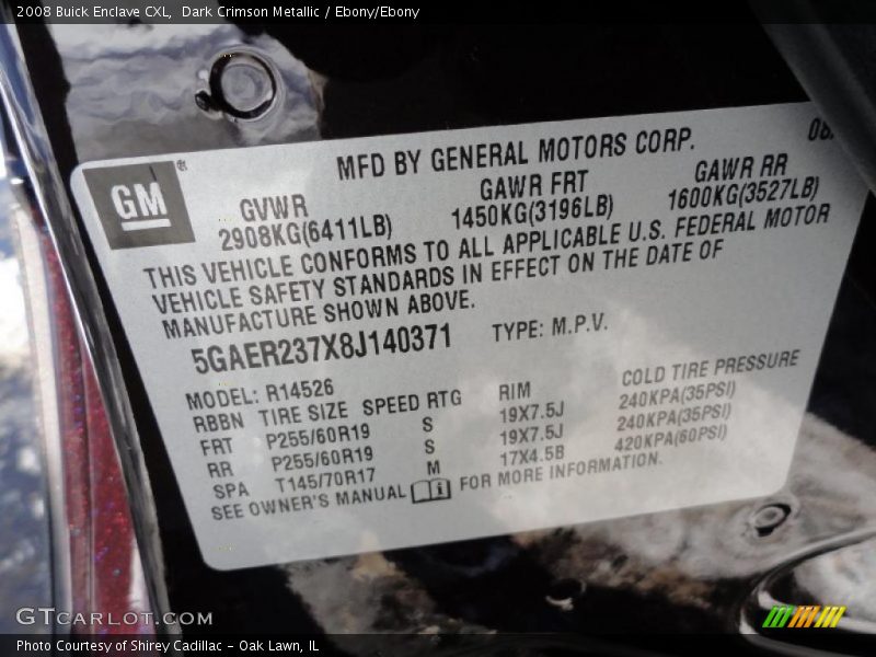Dark Crimson Metallic / Ebony/Ebony 2008 Buick Enclave CXL