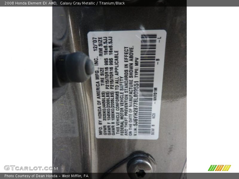 Galaxy Gray Metallic / Titanium/Black 2008 Honda Element EX AWD