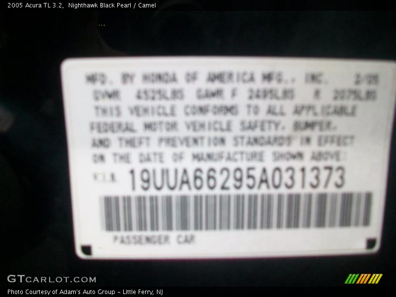 Nighthawk Black Pearl / Camel 2005 Acura TL 3.2