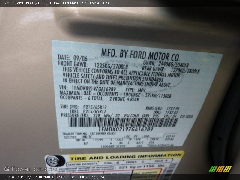 Dune Pearl Metallic / Pebble Beige 2007 Ford Freestyle SEL