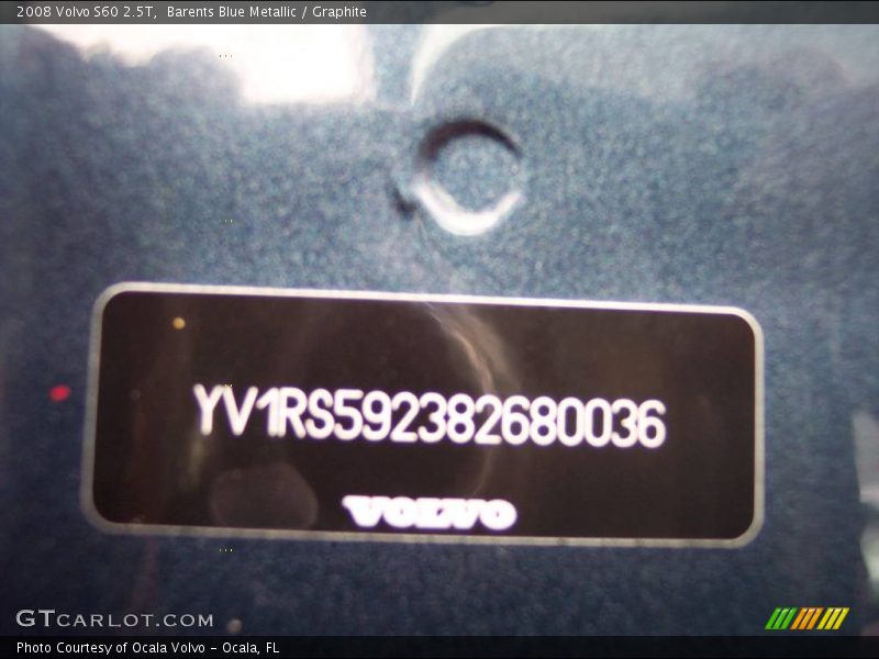 Barents Blue Metallic / Graphite 2008 Volvo S60 2.5T