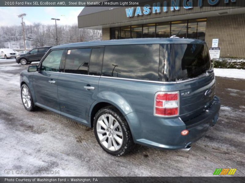Steel Blue Metallic / Medium Light Stone 2010 Ford Flex SEL EcoBoost AWD