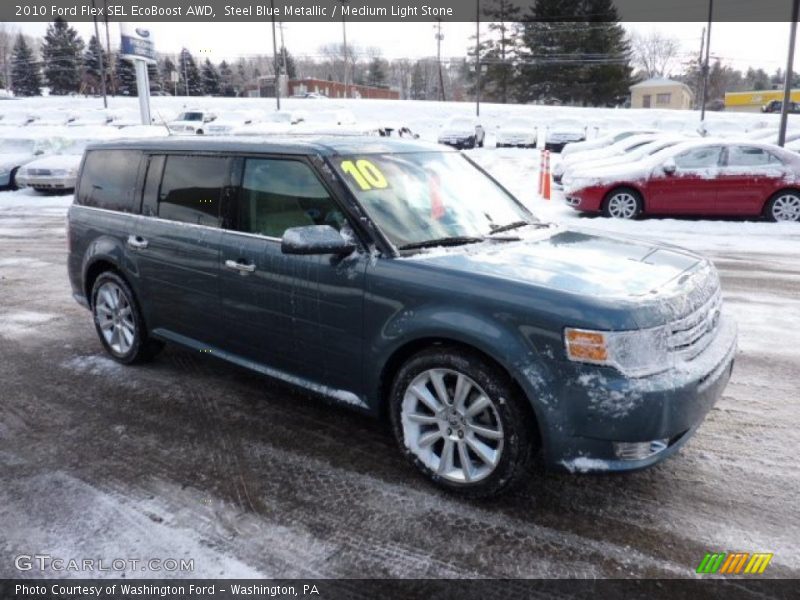 Steel Blue Metallic / Medium Light Stone 2010 Ford Flex SEL EcoBoost AWD