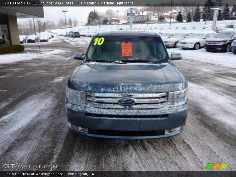 Steel Blue Metallic / Medium Light Stone 2010 Ford Flex SEL EcoBoost AWD