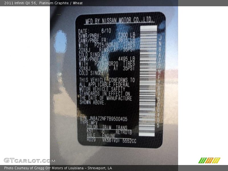 Platinum Graphite / Wheat 2011 Infiniti QX 56