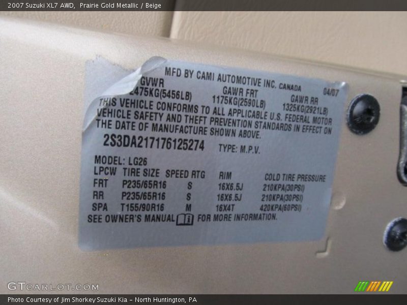 Prairie Gold Metallic / Beige 2007 Suzuki XL7 AWD