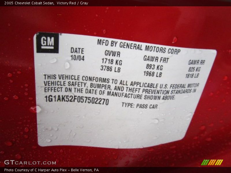 Victory Red / Gray 2005 Chevrolet Cobalt Sedan