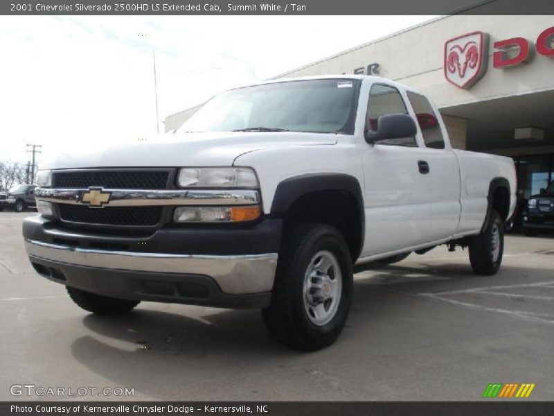 Summit White / Tan 2001 Chevrolet Silverado 2500HD LS Extended Cab