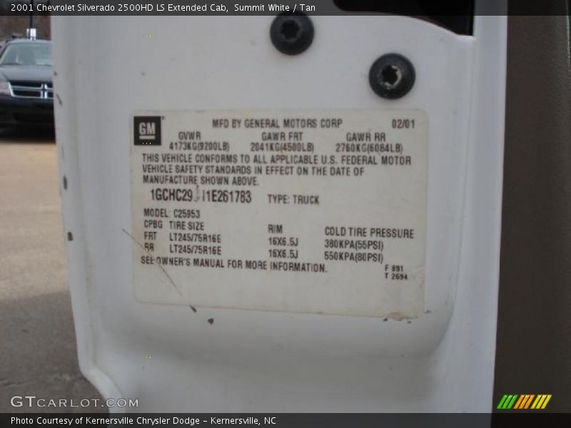 Summit White / Tan 2001 Chevrolet Silverado 2500HD LS Extended Cab