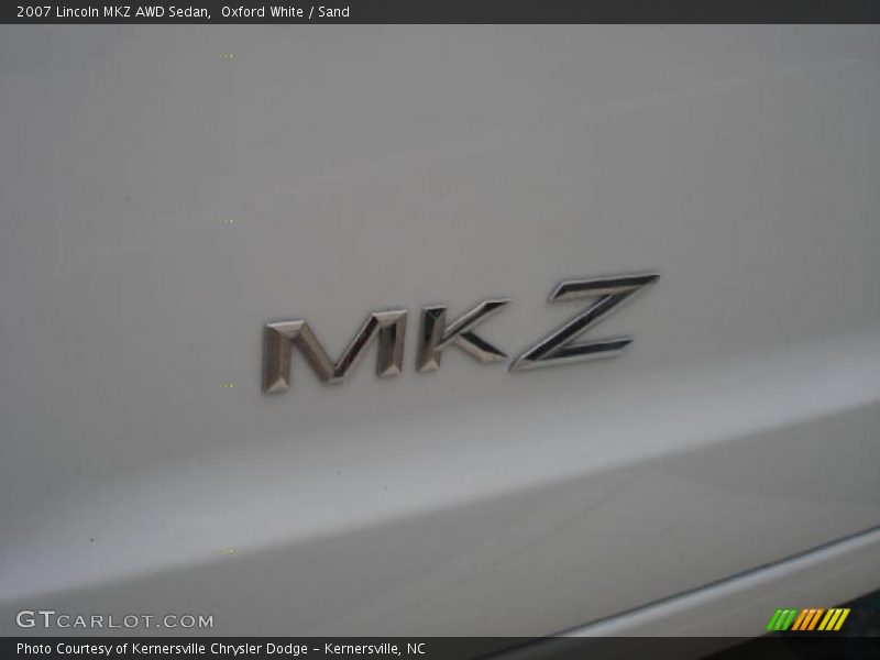 Oxford White / Sand 2007 Lincoln MKZ AWD Sedan