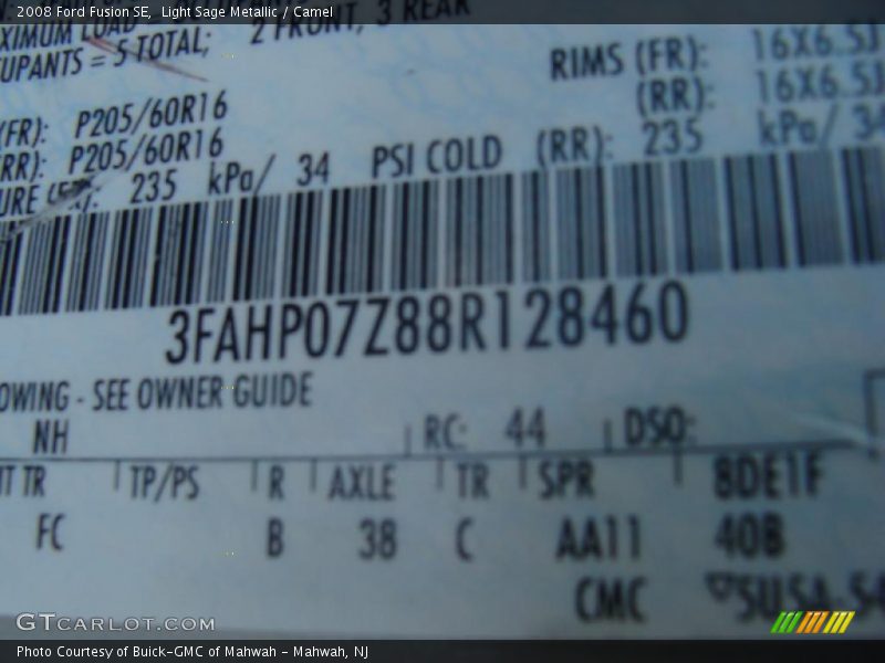 Light Sage Metallic / Camel 2008 Ford Fusion SE