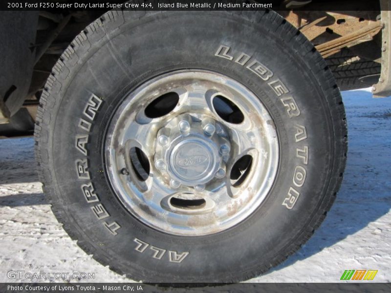 Island Blue Metallic / Medium Parchment 2001 Ford F250 Super Duty Lariat Super Crew 4x4