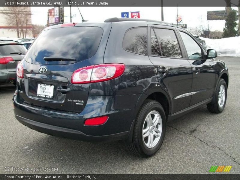 Pacific Blue Pearl / Beige 2010 Hyundai Santa Fe GLS 4WD