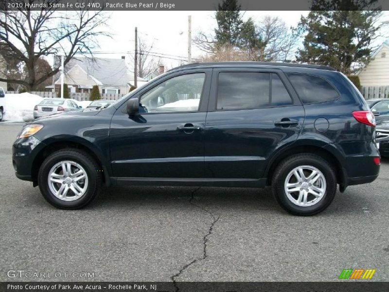 Pacific Blue Pearl / Beige 2010 Hyundai Santa Fe GLS 4WD