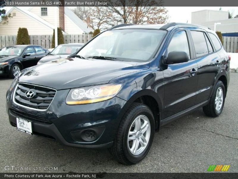 Pacific Blue Pearl / Beige 2010 Hyundai Santa Fe GLS 4WD