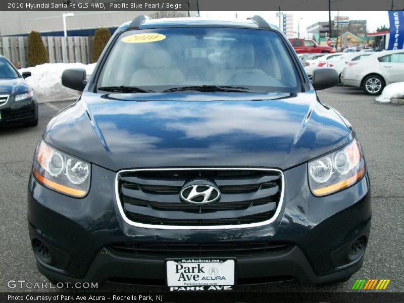 Pacific Blue Pearl / Beige 2010 Hyundai Santa Fe GLS 4WD