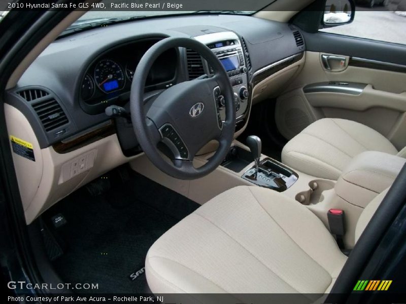 Pacific Blue Pearl / Beige 2010 Hyundai Santa Fe GLS 4WD