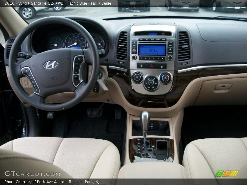Pacific Blue Pearl / Beige 2010 Hyundai Santa Fe GLS 4WD