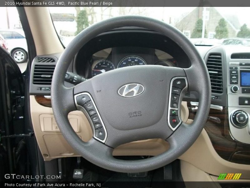 Pacific Blue Pearl / Beige 2010 Hyundai Santa Fe GLS 4WD