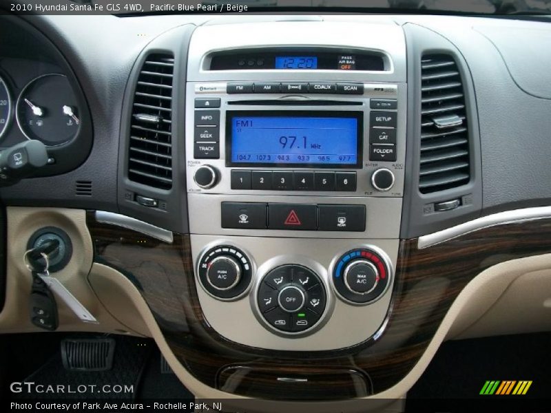 Pacific Blue Pearl / Beige 2010 Hyundai Santa Fe GLS 4WD