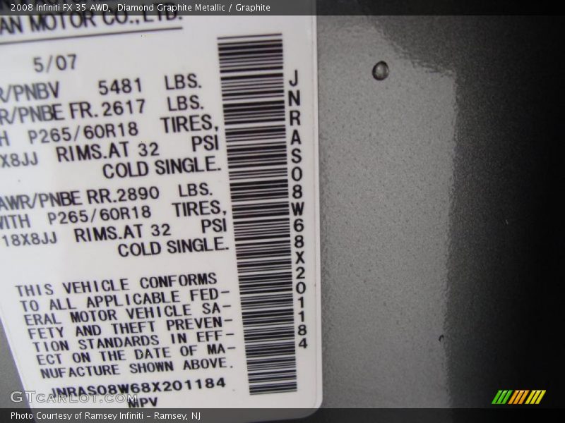 Diamond Graphite Metallic / Graphite 2008 Infiniti FX 35 AWD