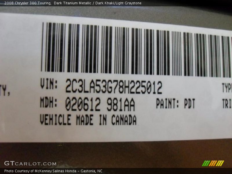 Dark Titanium Metallic / Dark Khaki/Light Graystone 2008 Chrysler 300 Touring