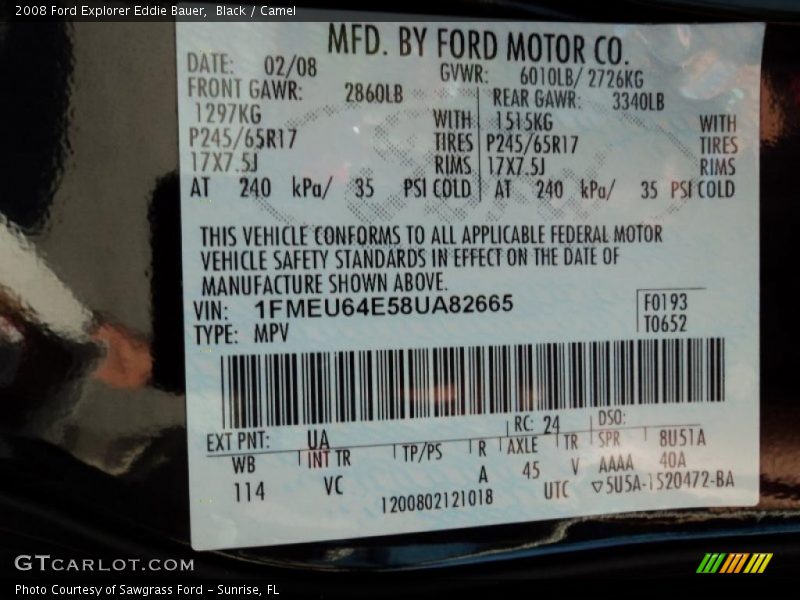 Black / Camel 2008 Ford Explorer Eddie Bauer