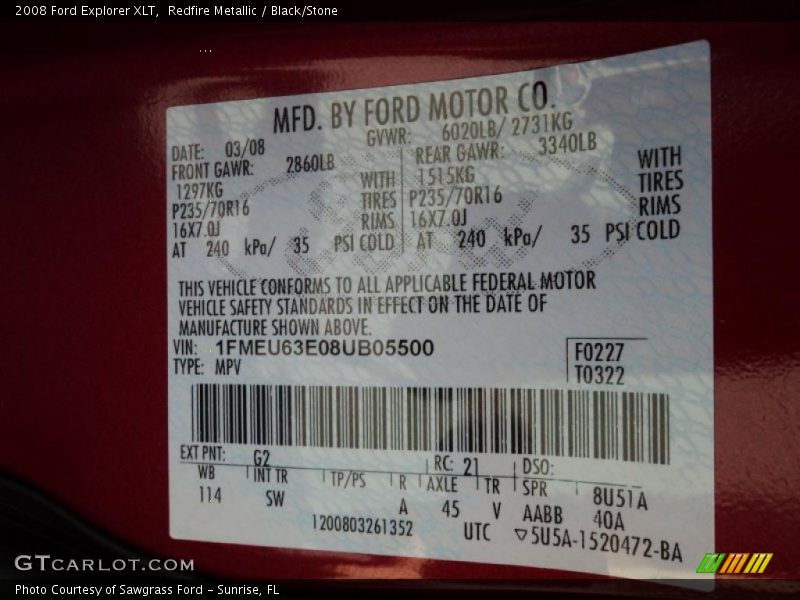 Redfire Metallic / Black/Stone 2008 Ford Explorer XLT