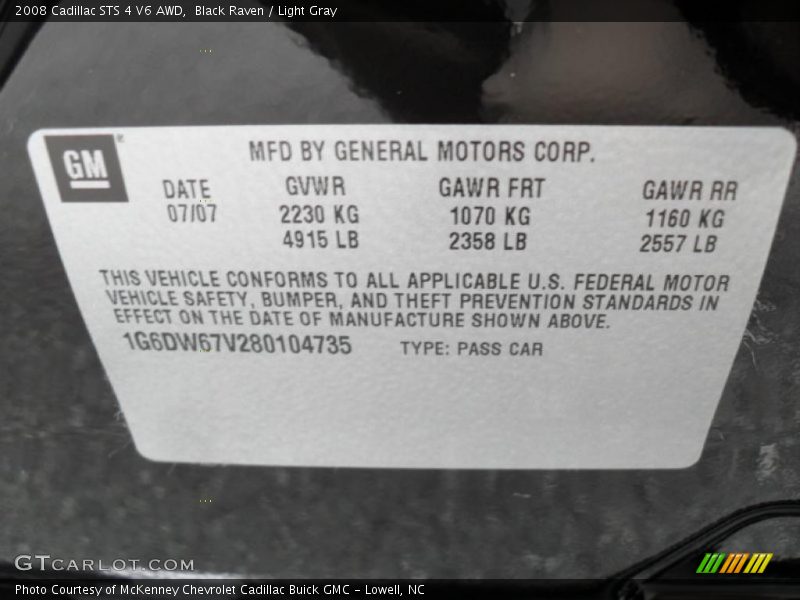 Black Raven / Light Gray 2008 Cadillac STS 4 V6 AWD