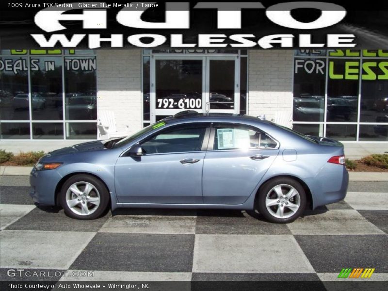 Glacier Blue Metallic / Taupe 2009 Acura TSX Sedan