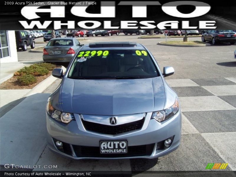 Glacier Blue Metallic / Taupe 2009 Acura TSX Sedan