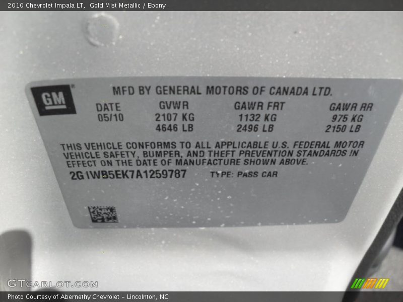 Gold Mist Metallic / Ebony 2010 Chevrolet Impala LT