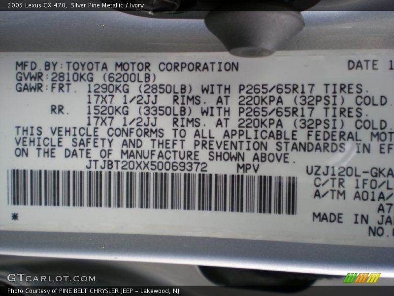 Silver Pine Metallic / Ivory 2005 Lexus GX 470
