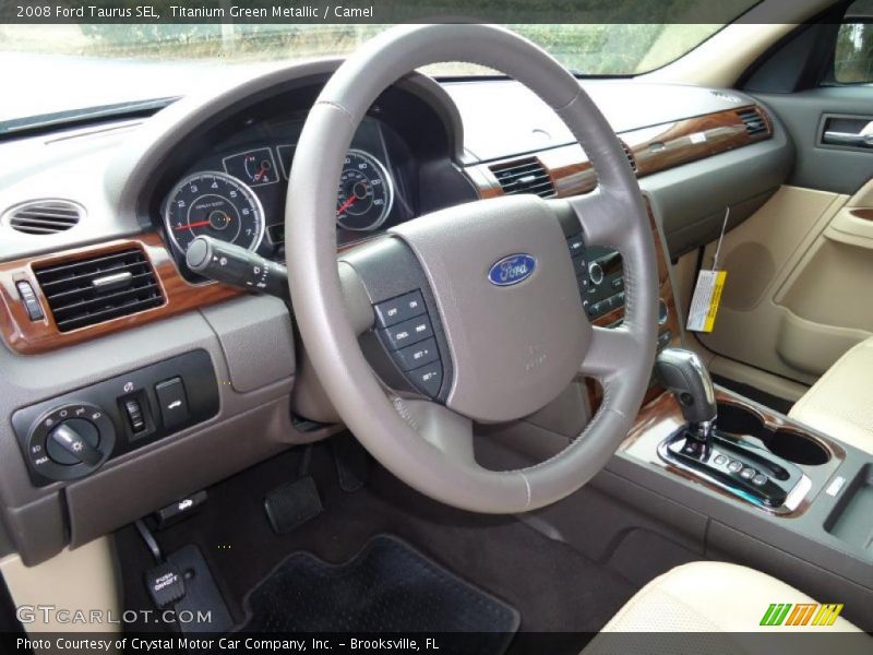 Titanium Green Metallic / Camel 2008 Ford Taurus SEL