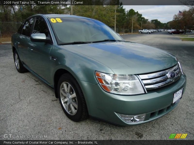 Titanium Green Metallic / Camel 2008 Ford Taurus SEL