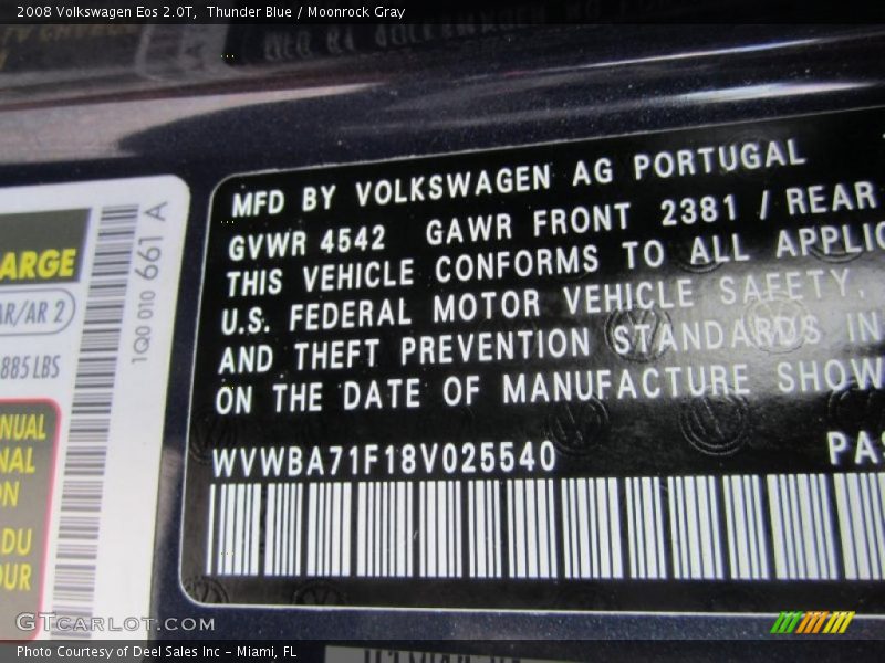 Thunder Blue / Moonrock Gray 2008 Volkswagen Eos 2.0T
