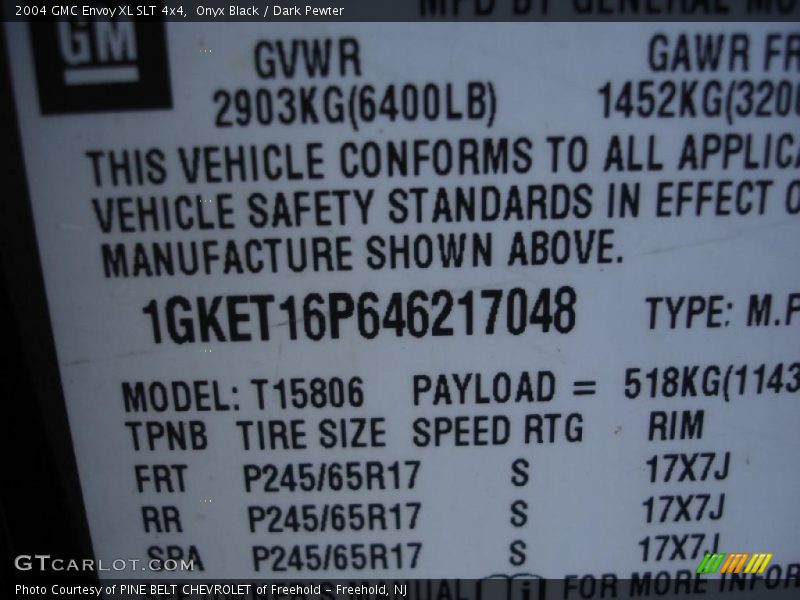 Onyx Black / Dark Pewter 2004 GMC Envoy XL SLT 4x4