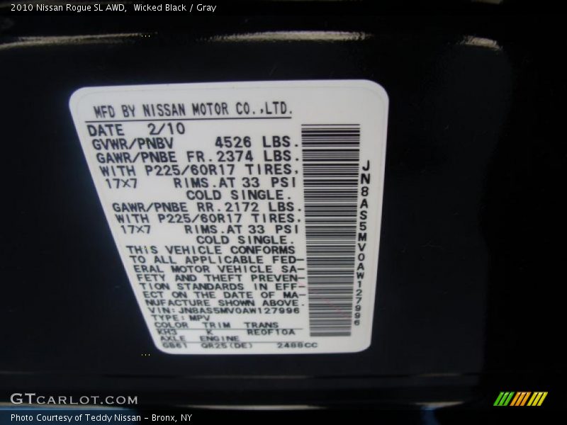 Wicked Black / Gray 2010 Nissan Rogue SL AWD