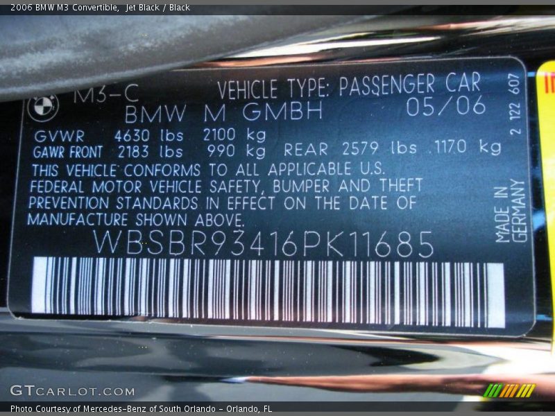 Jet Black / Black 2006 BMW M3 Convertible