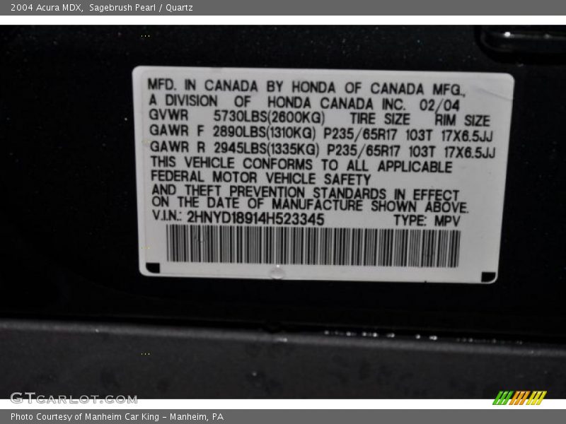 Sagebrush Pearl / Quartz 2004 Acura MDX