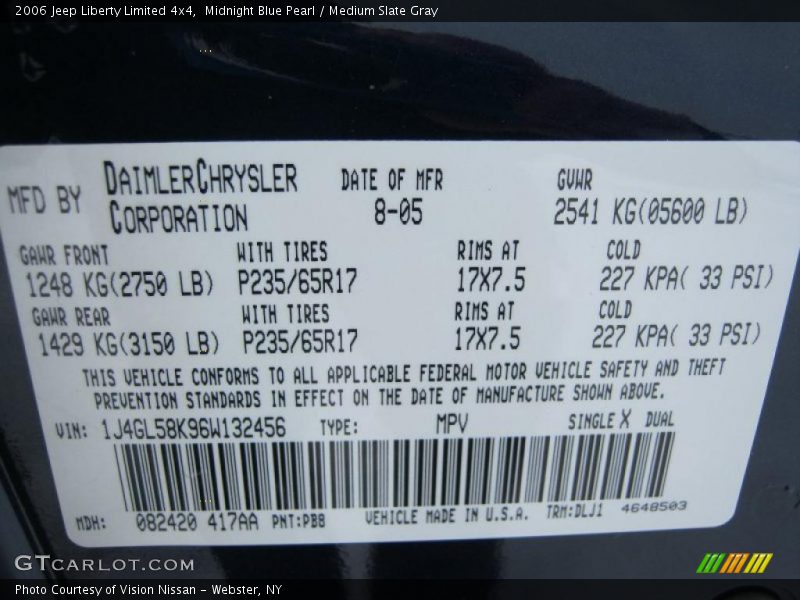 Midnight Blue Pearl / Medium Slate Gray 2006 Jeep Liberty Limited 4x4