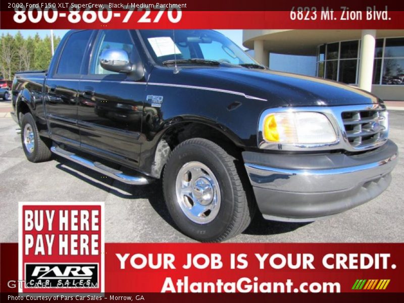 Black / Medium Parchment 2002 Ford F150 XLT SuperCrew