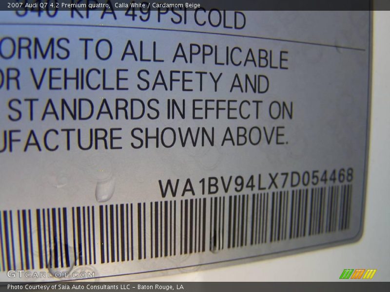Calla White / Cardamom Beige 2007 Audi Q7 4.2 Premium quattro