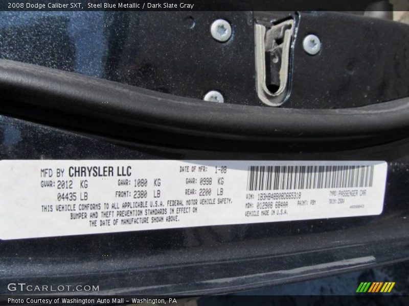 Steel Blue Metallic / Dark Slate Gray 2008 Dodge Caliber SXT