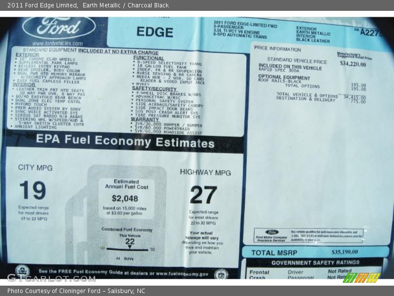  2011 Edge Limited Window Sticker