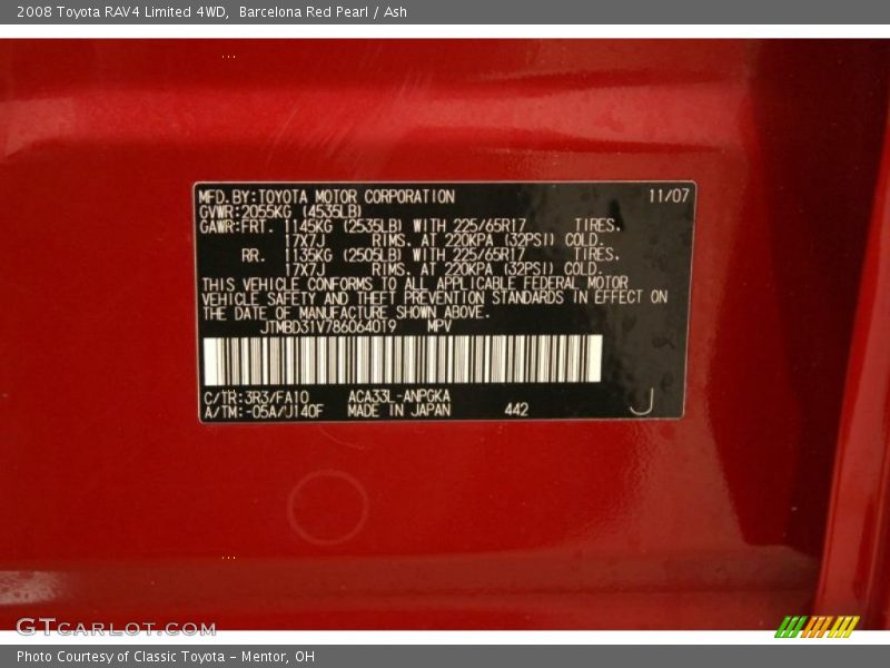 Barcelona Red Pearl / Ash 2008 Toyota RAV4 Limited 4WD