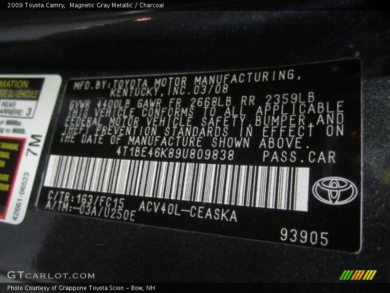Magnetic Gray Metallic / Charcoal 2009 Toyota Camry