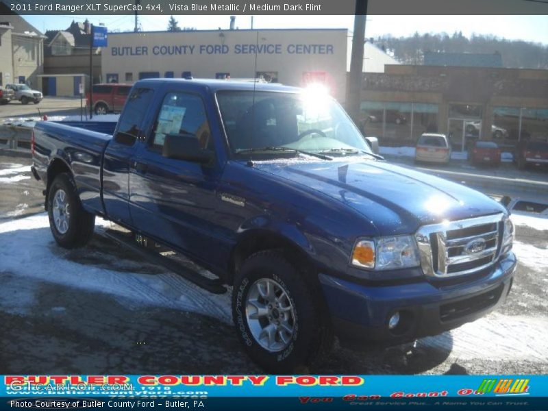 Vista Blue Metallic / Medium Dark Flint 2011 Ford Ranger XLT SuperCab 4x4