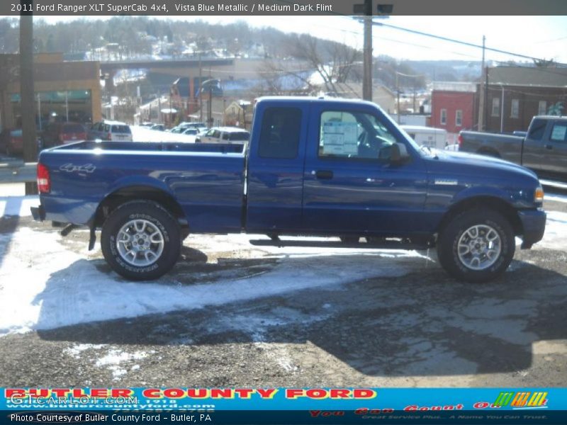 Vista Blue Metallic / Medium Dark Flint 2011 Ford Ranger XLT SuperCab 4x4
