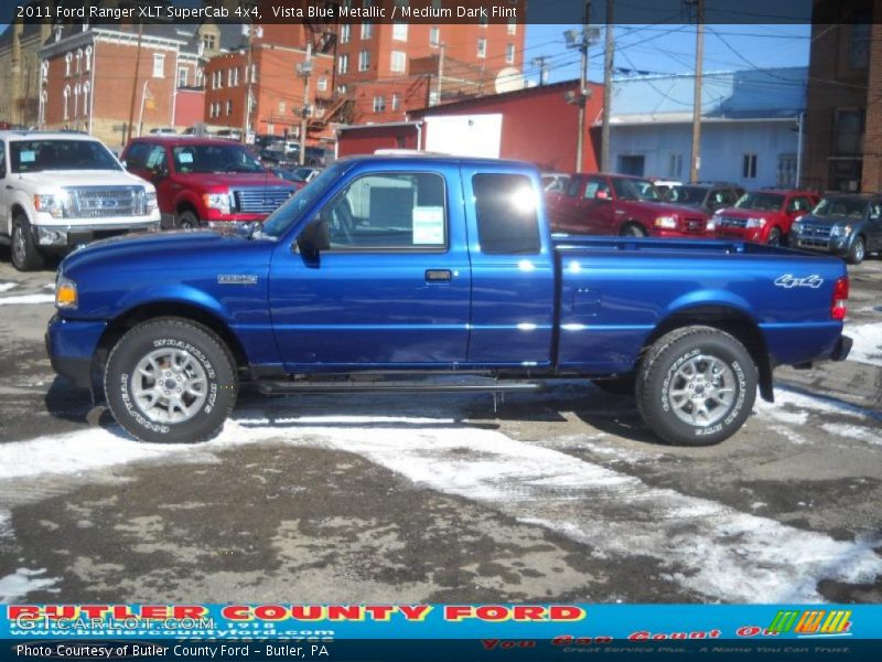 Vista Blue Metallic / Medium Dark Flint 2011 Ford Ranger XLT SuperCab 4x4